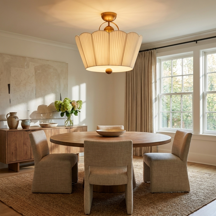 Flora Pleated Fabric Semi-Flush Mount