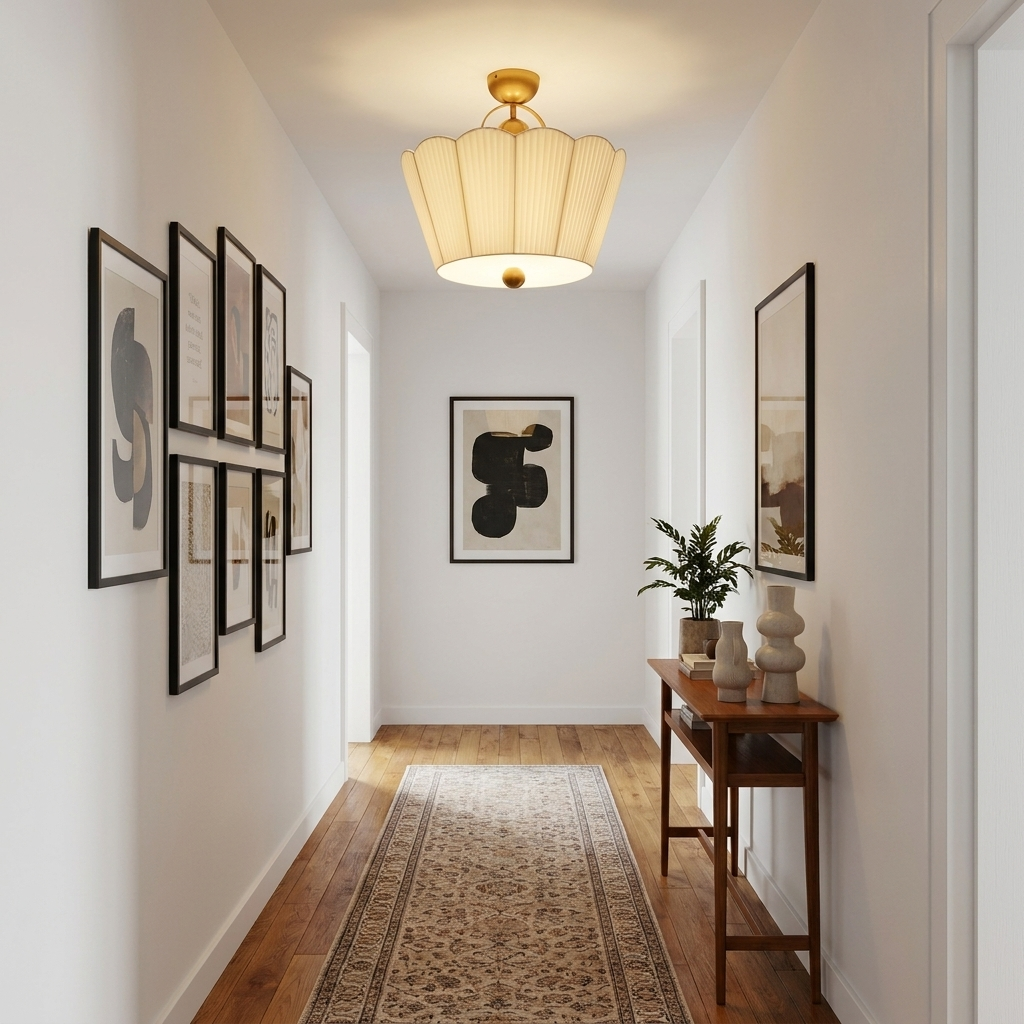 Flora Pleated Fabric Semi-Flush Mount