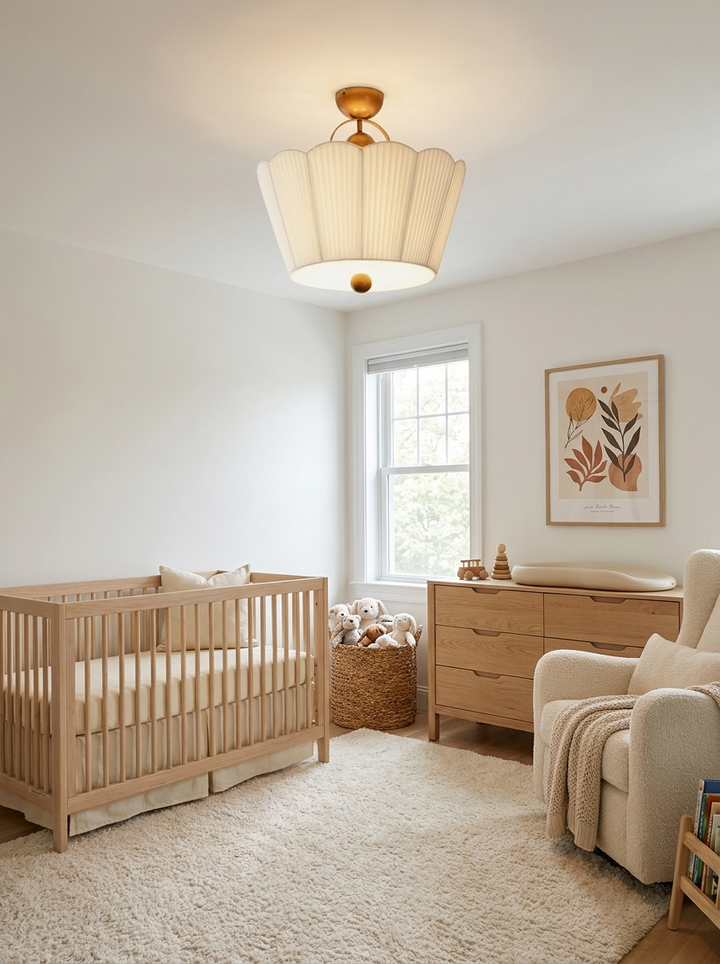 Flora Pleated Fabric Semi-Flush Mount