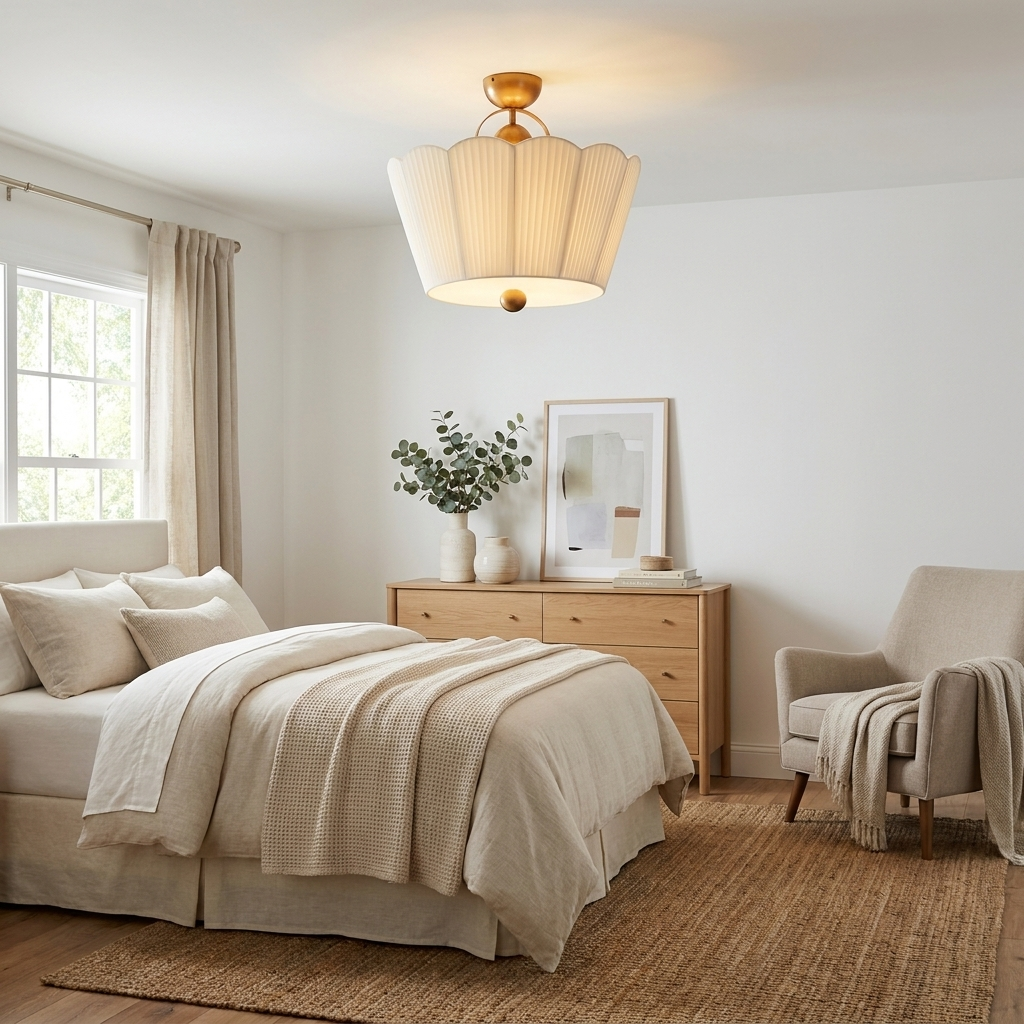Flora Pleated Fabric Semi-Flush Mount