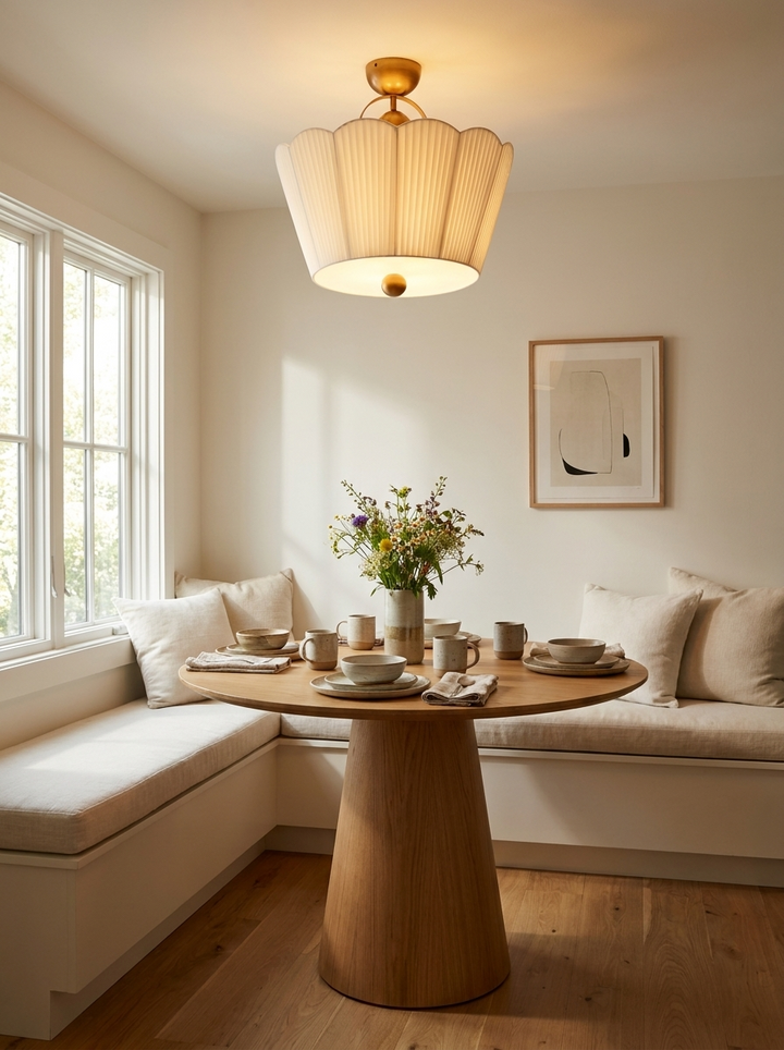 Flora Pleated Fabric Semi-Flush Mount