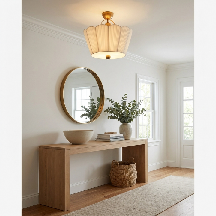 Flora Pleated Fabric Semi-Flush Mount