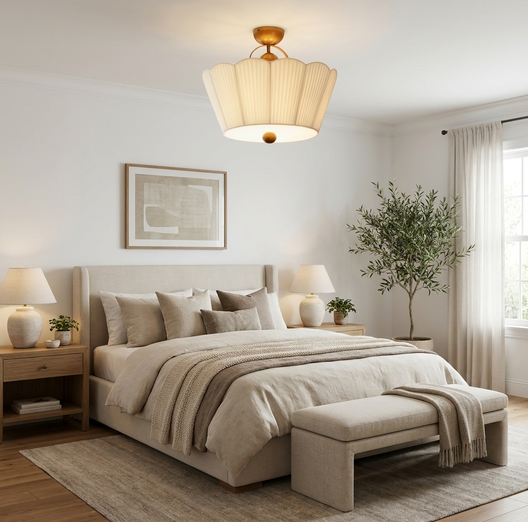 Flora Pleated Fabric Semi-Flush Mount
