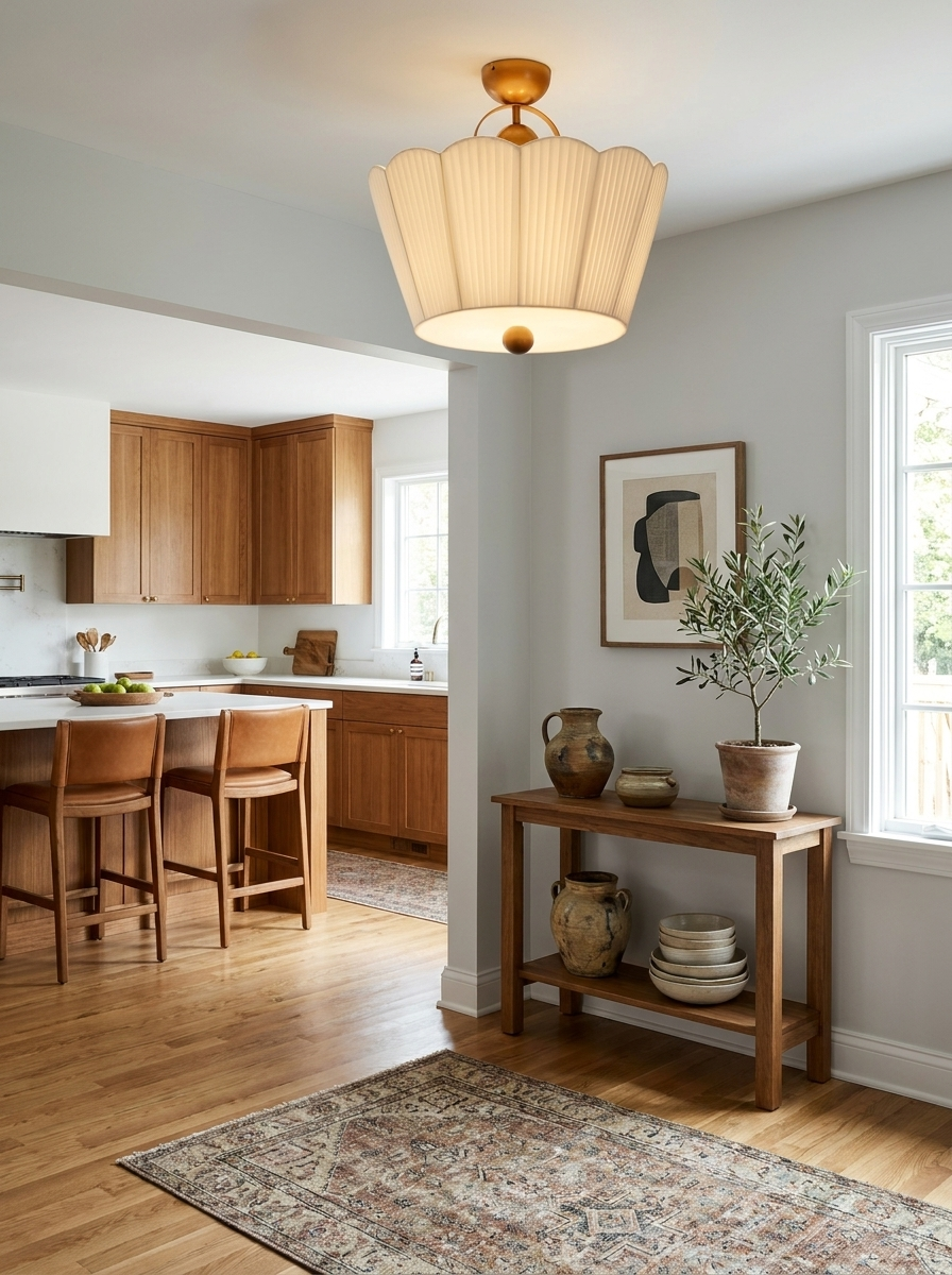 Flora Pleated Fabric Semi-Flush Mount