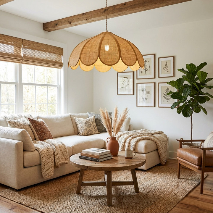 Flora Hemp Rope Flower Pendant Light