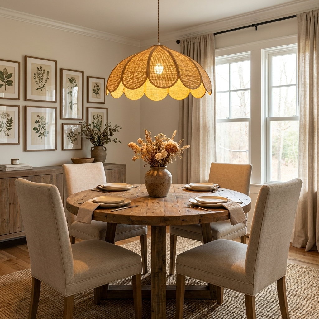 Flora Hemp Rope Flower Pendant Light