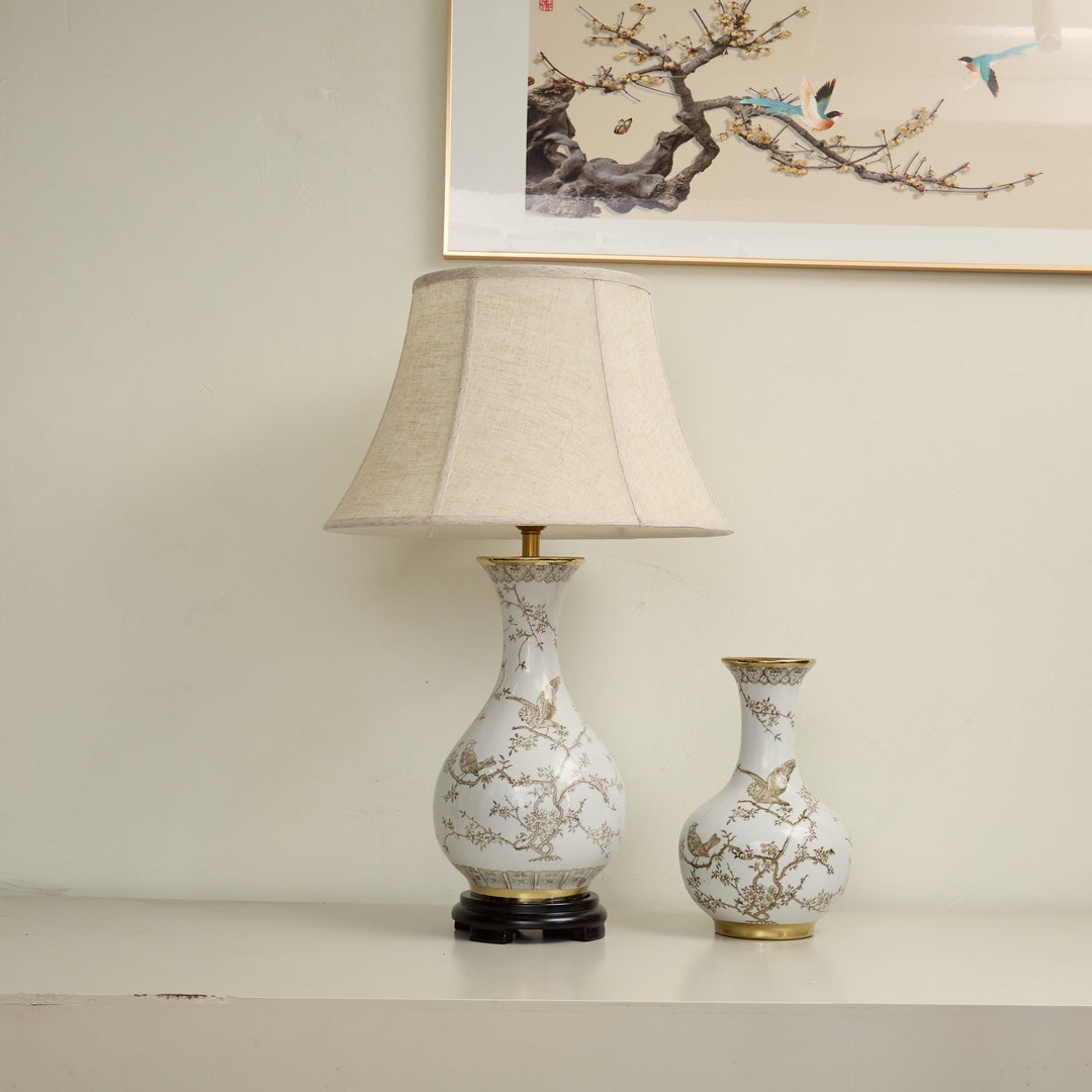 Floral Bird Ceramic Table Lamp - Vakkerlight