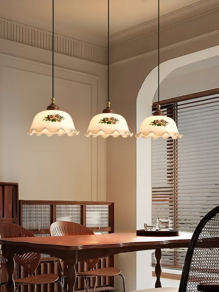 Floral Patterned Glass Pendant Light - Vakkerlight