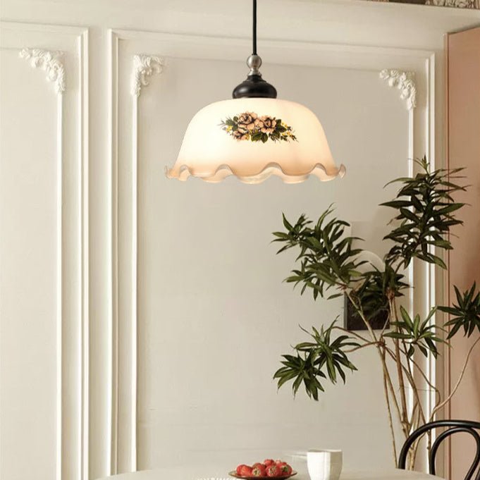 Floral Patterned Glass Pendant Light - Vakkerlight