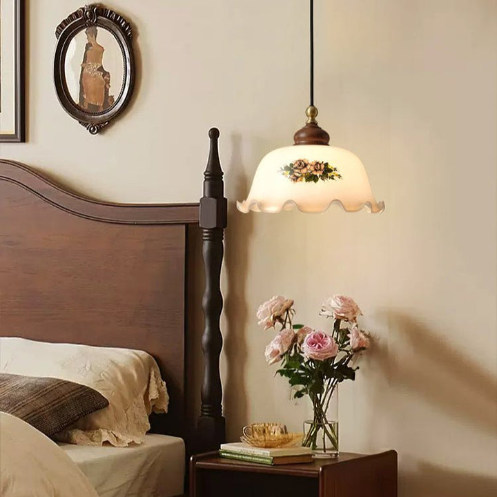 Floral Patterned Glass Pendant Light - Vakkerlight