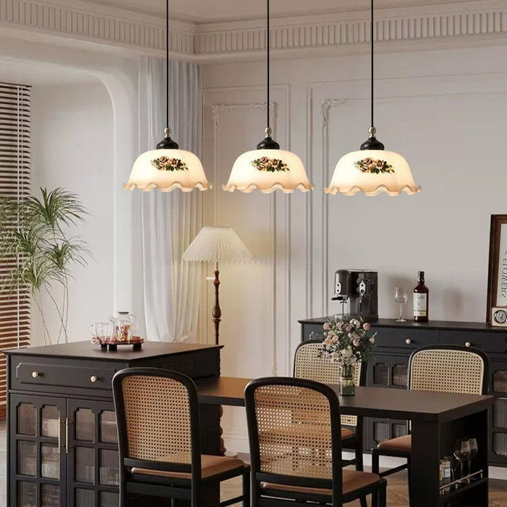 Floral Patterned Glass Pendant Light - Vakkerlight