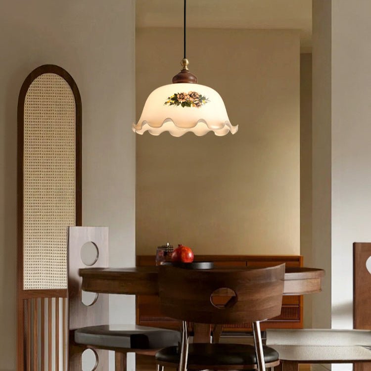 Floral Patterned Glass Pendant Light - Vakkerlight
