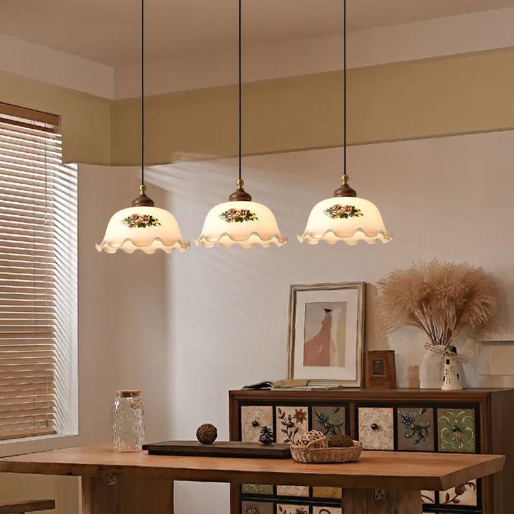 Floral Patterned Glass Pendant Light - Vakkerlight