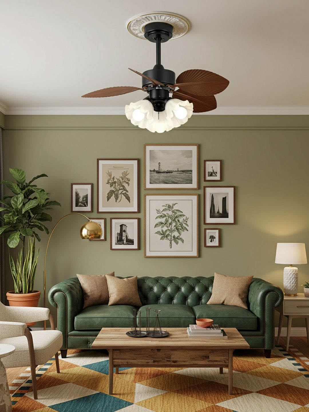 Floriva Leaf Ceiling Fan Light - Vakkerlight