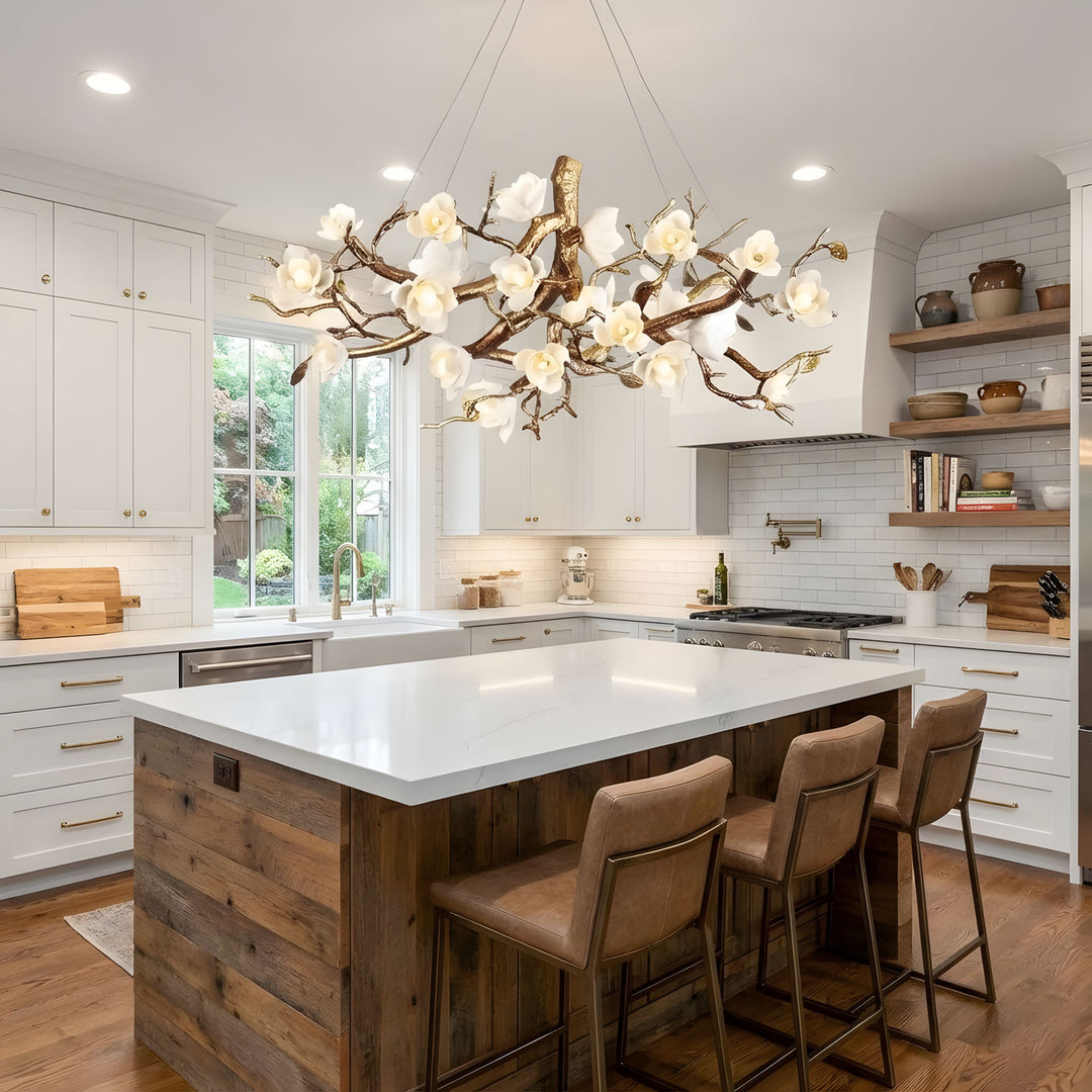 Flower Bloom Branch Brass Chandelier