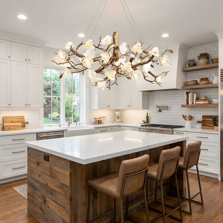 Flower Bloom Branch Brass Chandelier