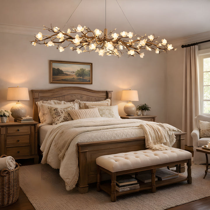 Flower Bloom Branch Brass Chandelier