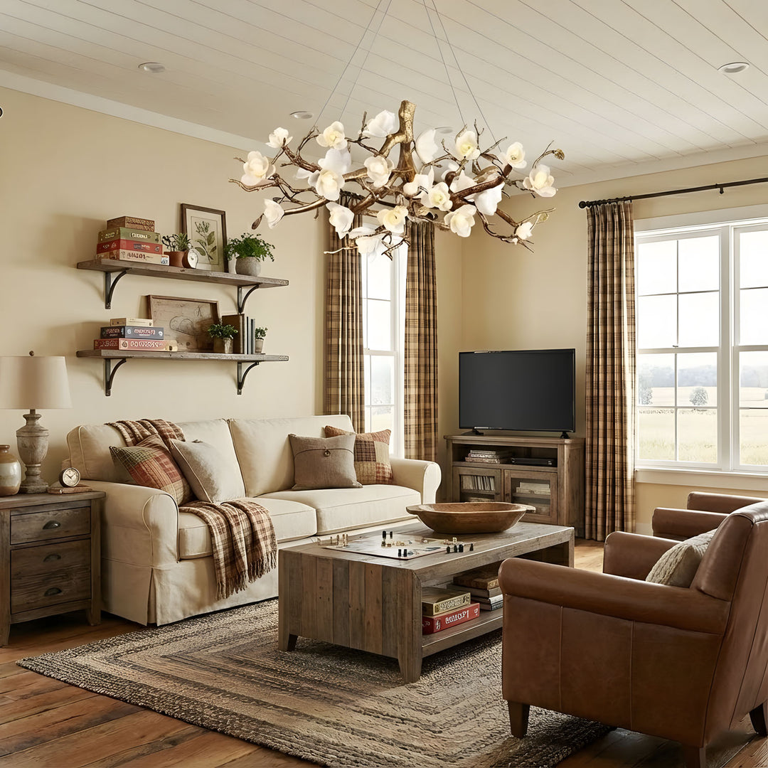 Flower Bloom Branch Brass Chandelier