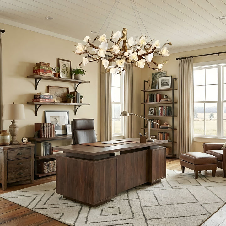 Flower Bloom Branch Brass Chandelier