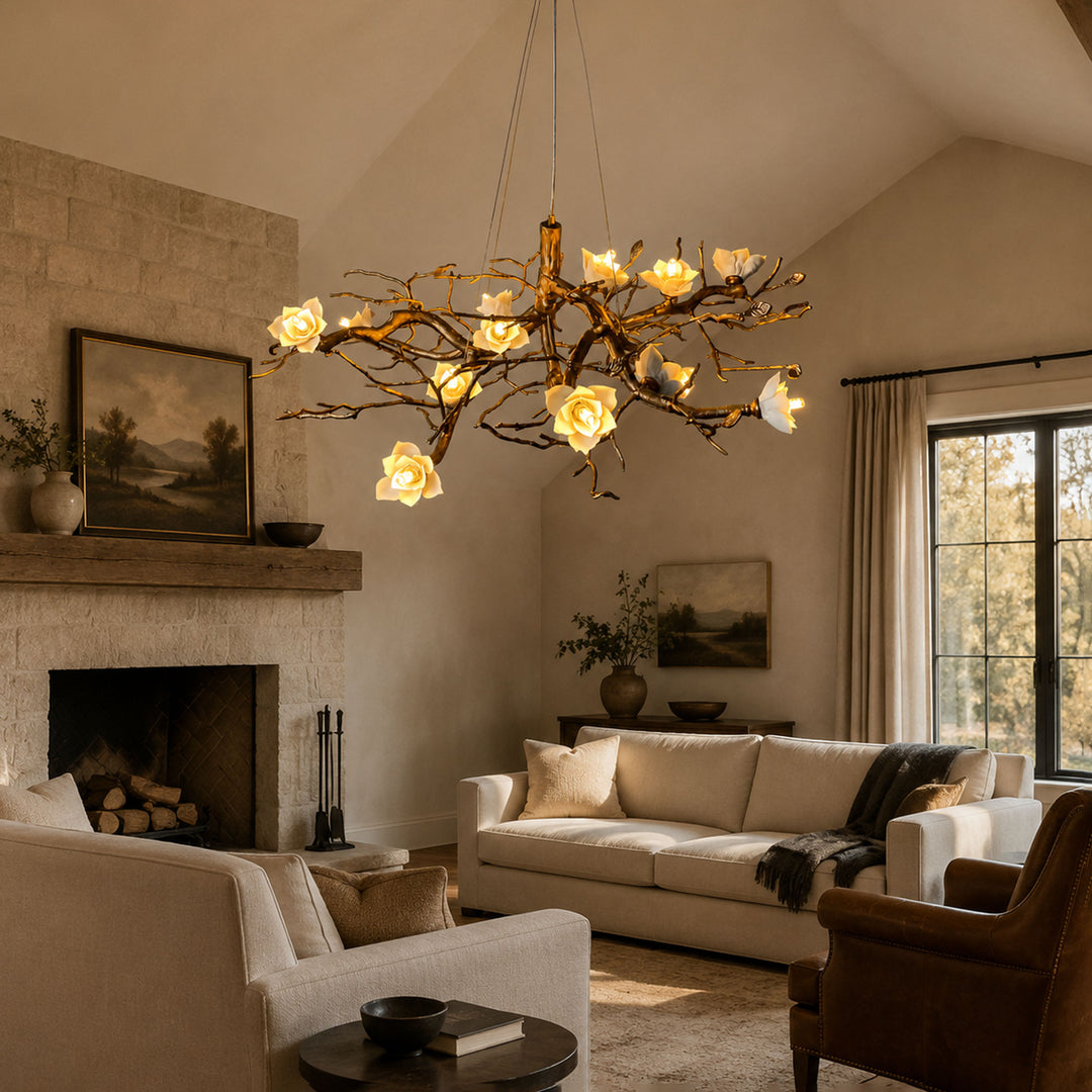 Flower Bloom Branch Brass Chandelier - Vakkerlight