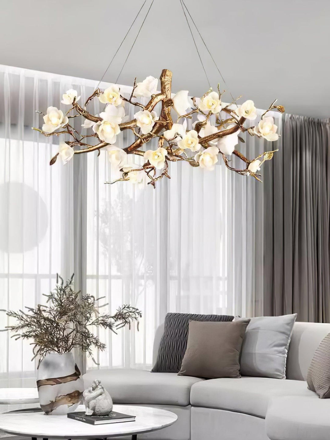 Flower Bloom Branch Brass Chandelier - Vakkerlight