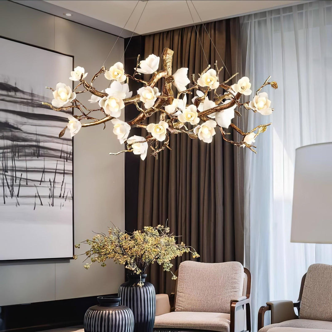 Flower Bloom Branch Brass Chandelier - Vakkerlight