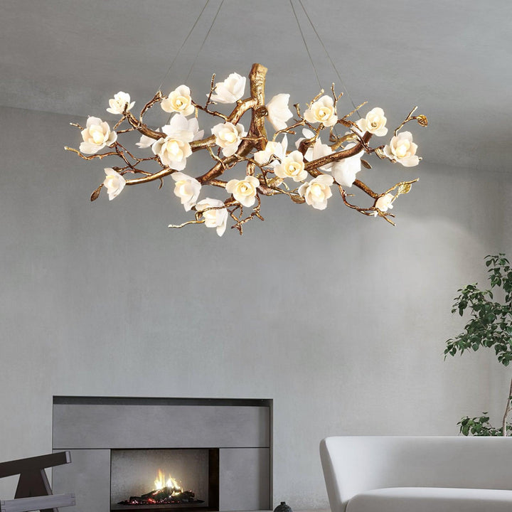 Flower Bloom Branch Brass Chandelier - Vakkerlight