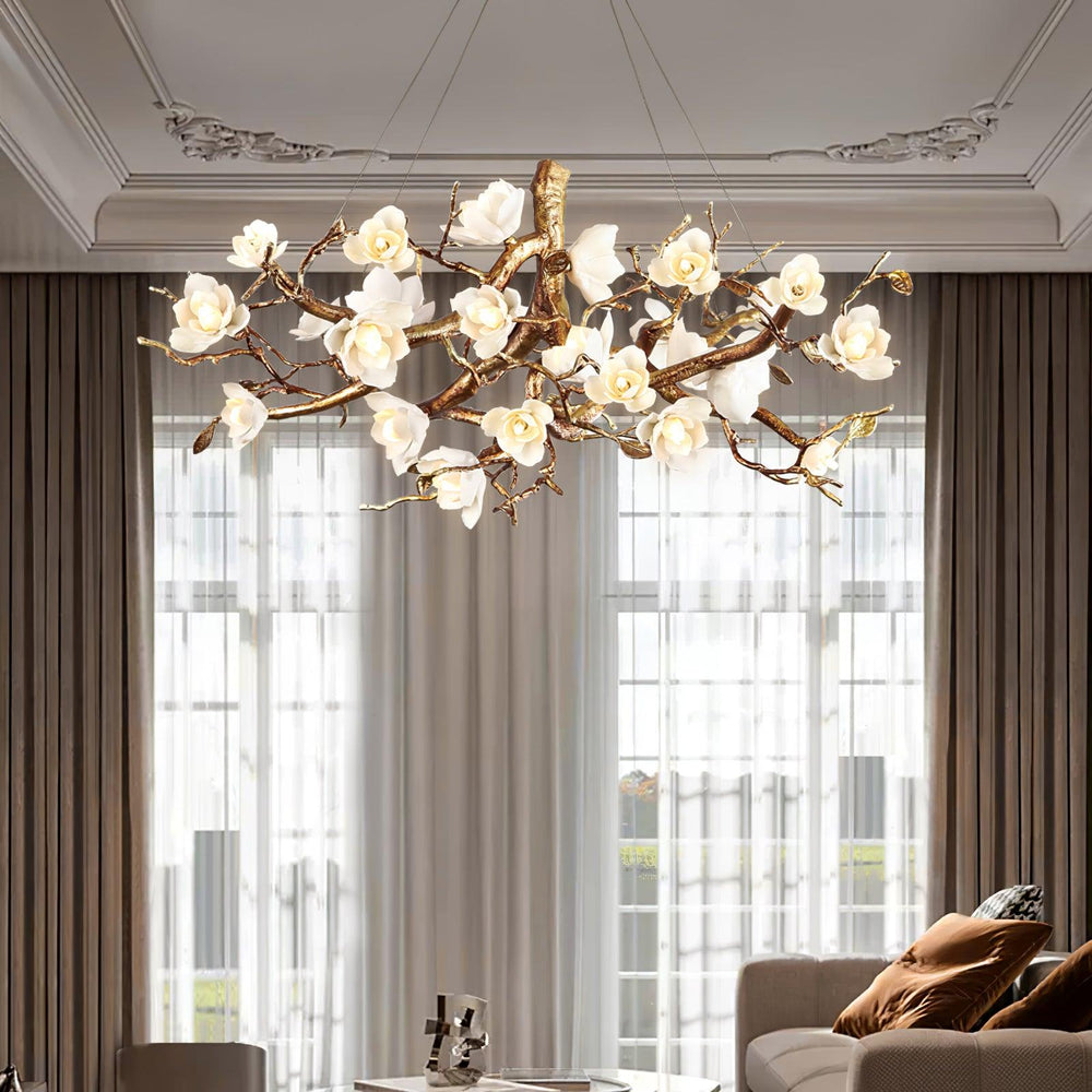 Flower Bloom Branch Brass Chandelier - Vakkerlight