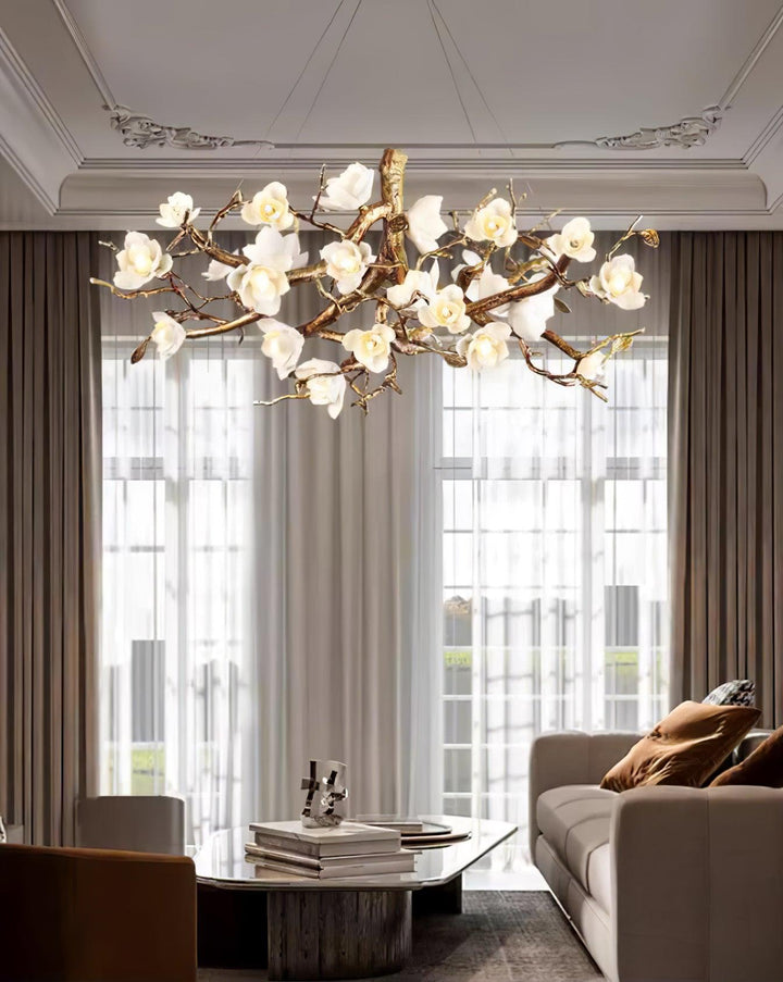 Flower Bloom Branch Brass Chandelier - Vakkerlight