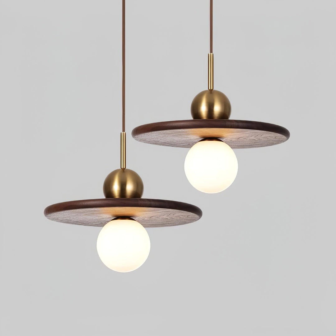 Flying Saucer Walnut Pendant Lamp - Vakkerlight