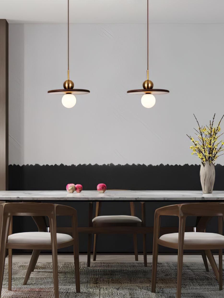 Flying Saucer Walnut Pendant Lamp - Vakkerlight