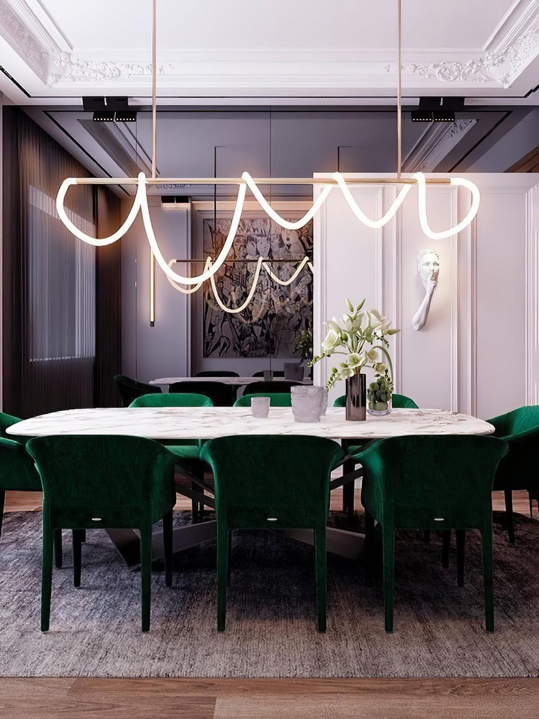 Flexible Linear Curve Chandelier - Vakkerlight