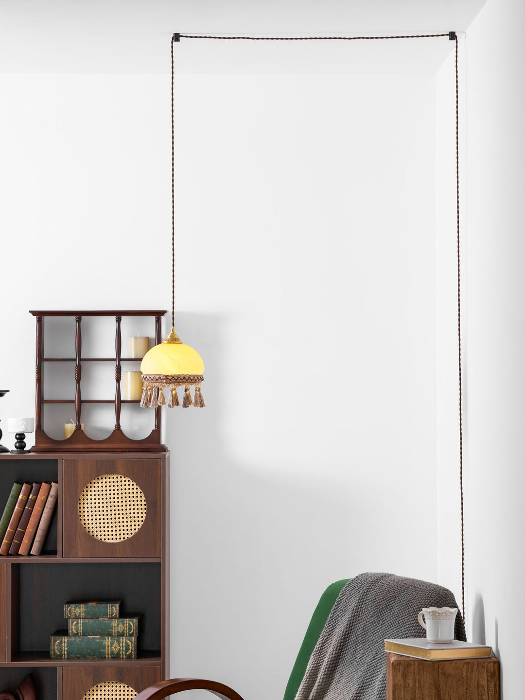 French Tassels Brass Pendant Swag Light