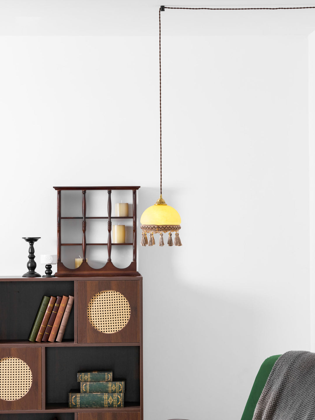 French Tassels Brass Pendant Swag Light