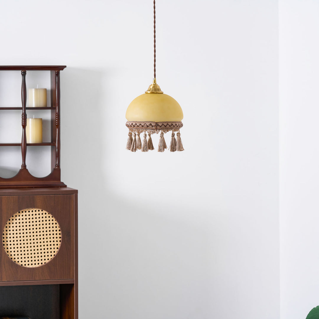 French Tassels Brass Pendant Swag Light