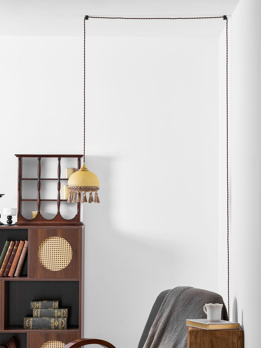 French Tassels Brass Pendant Swag Light