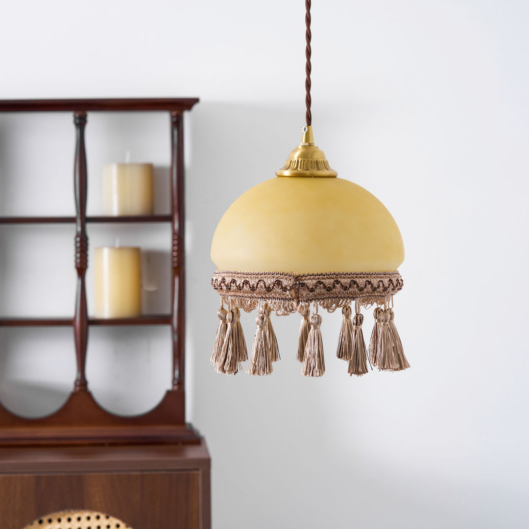 French Tassels Brass Pendant Swag Light