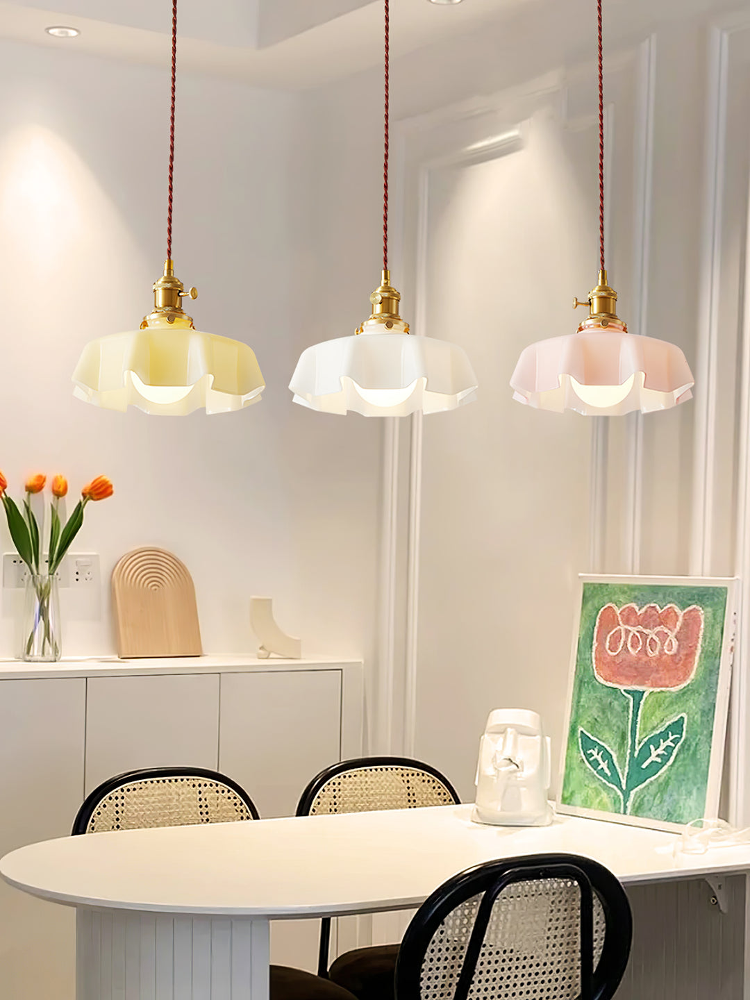 Lampe suspendue à fleurs françaises Swag