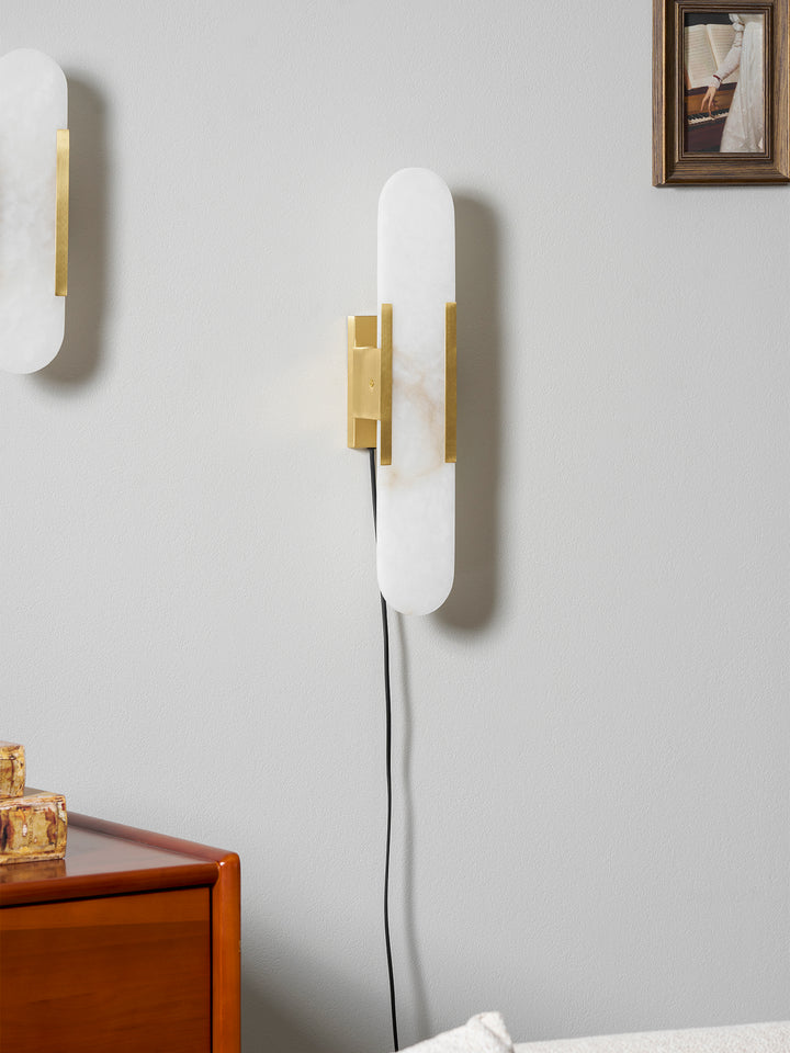 Sconce ad innesto allungata in alabastro melange