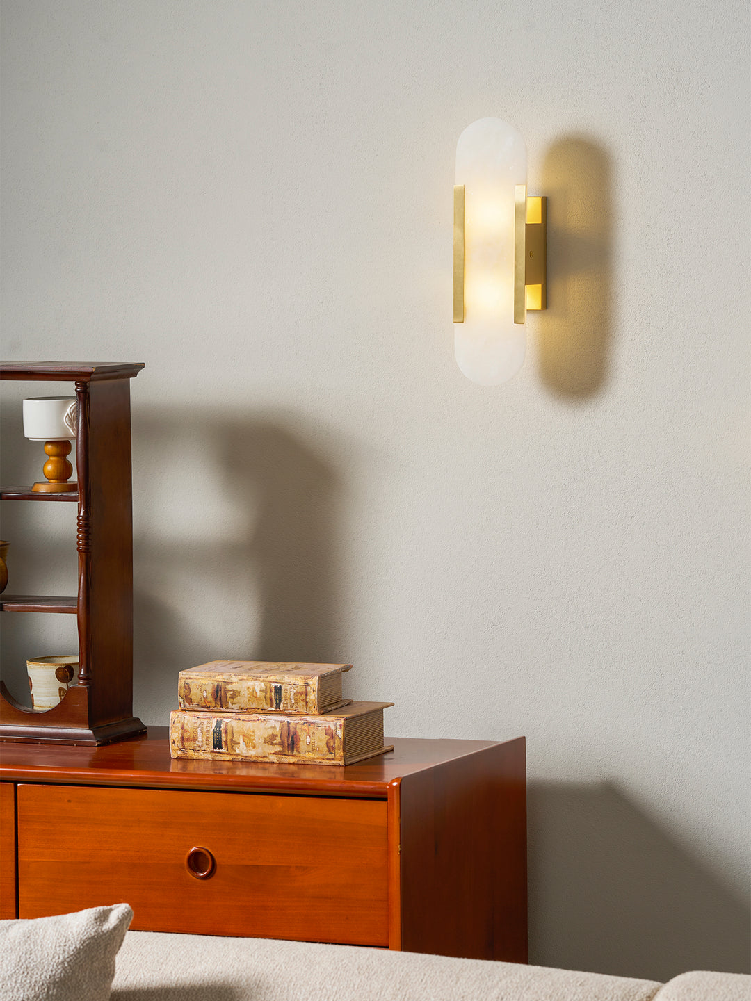 Sconce ad innesto allungata in alabastro melange