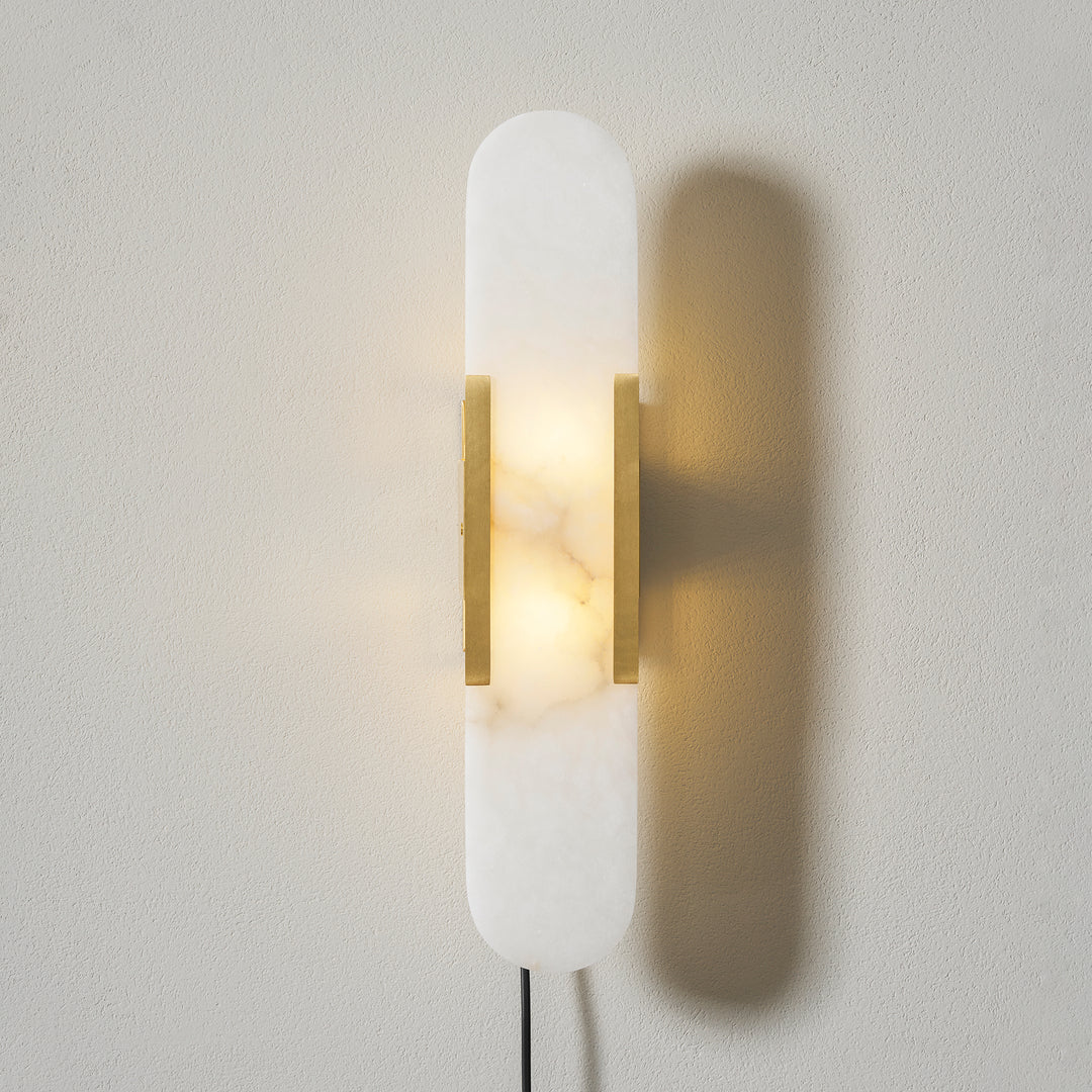 Sconce ad innesto allungata in alabastro melange