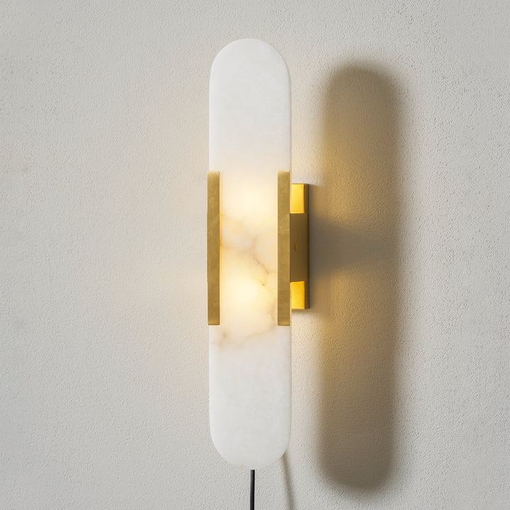 Sconce ad innesto allungata in alabastro melange