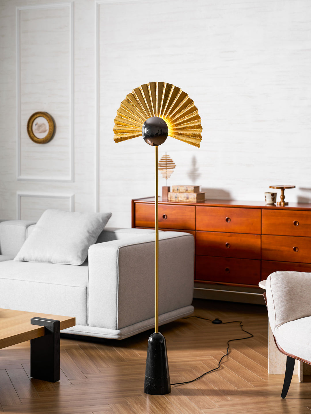 Gilded Fan Floor Lamp - Vakkerlight