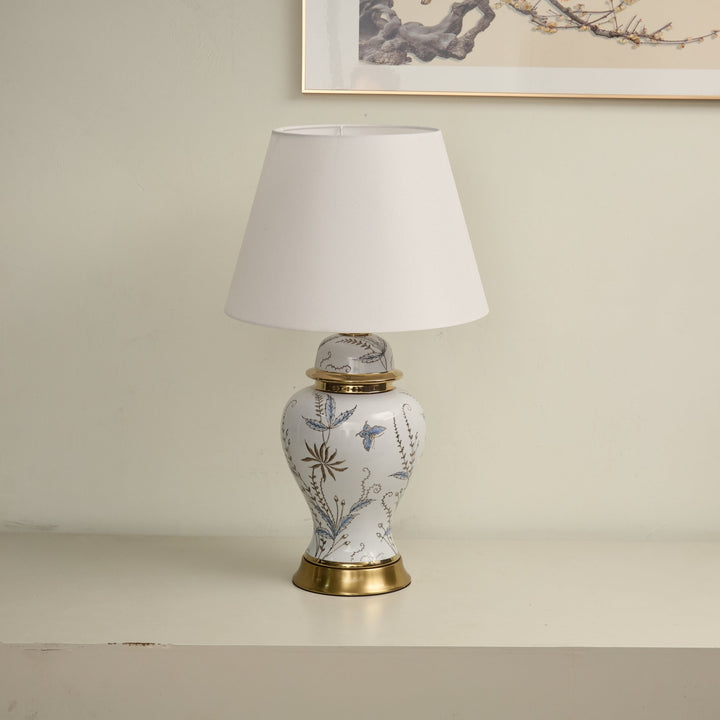 Gilt Accented Ceramic Table Lamp - Vakkerlight