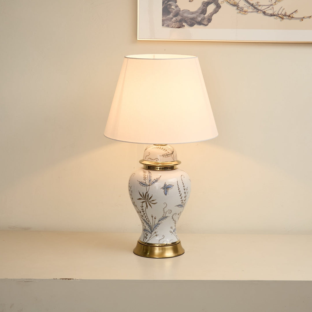 Gilt Accented Ceramic Table Lamp - Vakkerlight