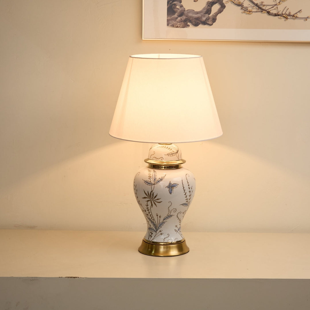 Gilt Accented Ceramic Table Lamp - Vakkerlight