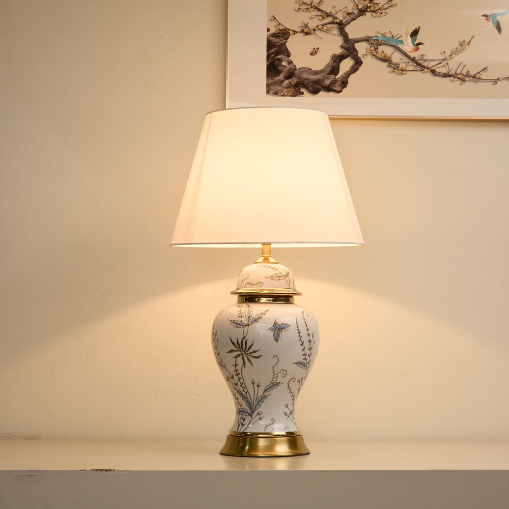 Gilt Accented Ceramic Table Lamp - Vakkerlight