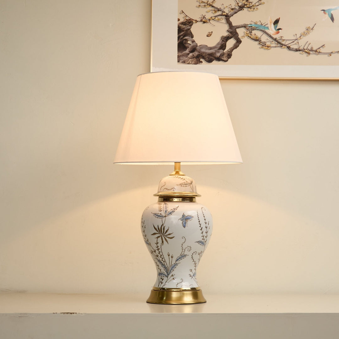 Gilt Accented Ceramic Table Lamp - Vakkerlight