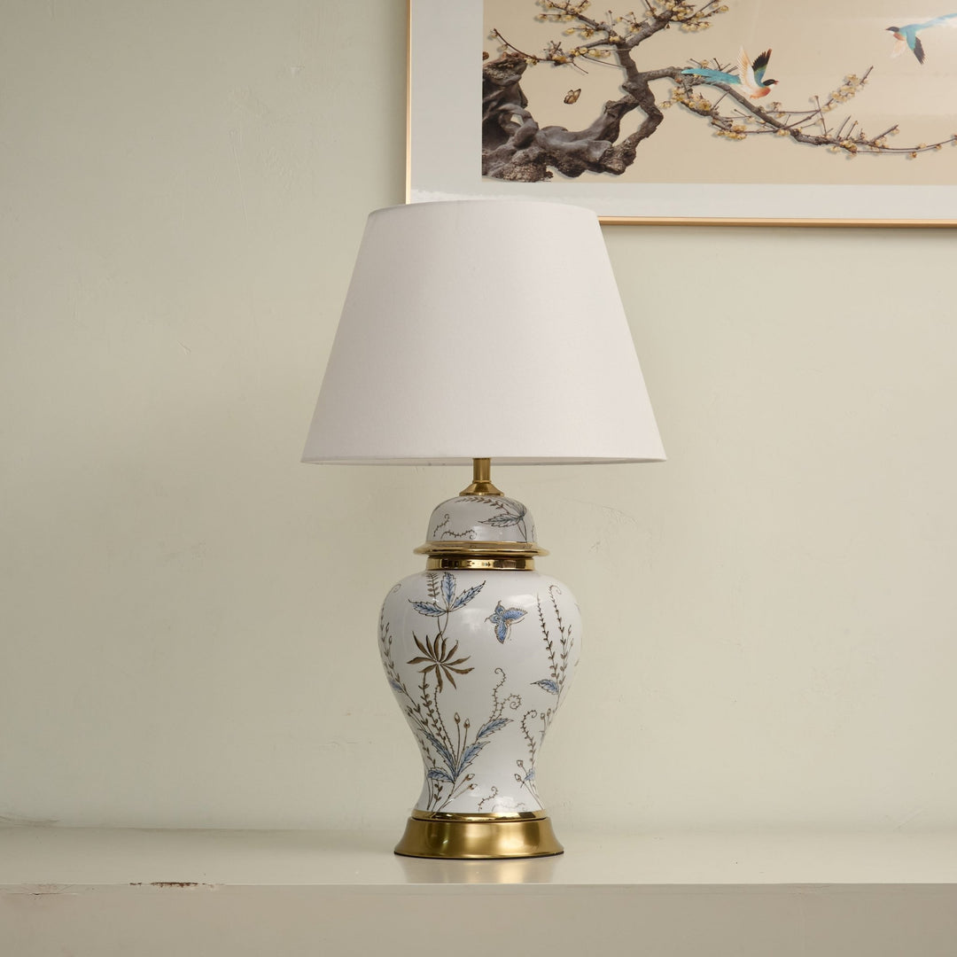 Gilt Accented Ceramic Table Lamp - Vakkerlight