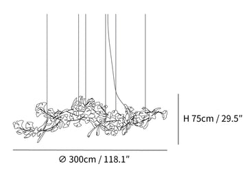 Porzellan-Gingko-Kronleuchter — Dimension drawings 1